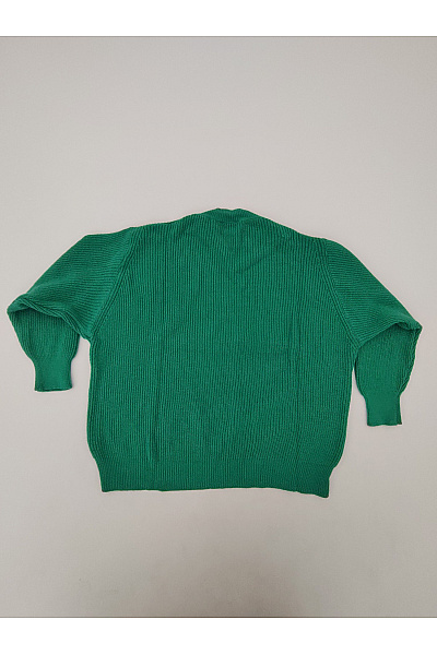 Cashmere Zelený pletený žebrovaný pulovr oversized Vel. XL | Cashmere | obrázek 6