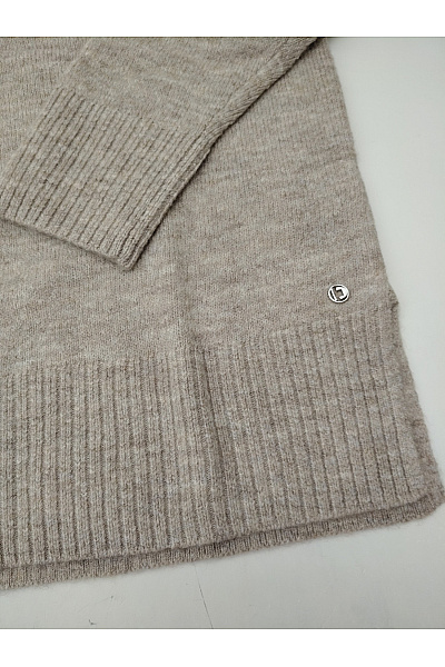TOM TAILOR Béžový vlněný pulovr z jačí vlny s výstřihem do V oversized Velikost L | TOM TAILOR | obrázek 3