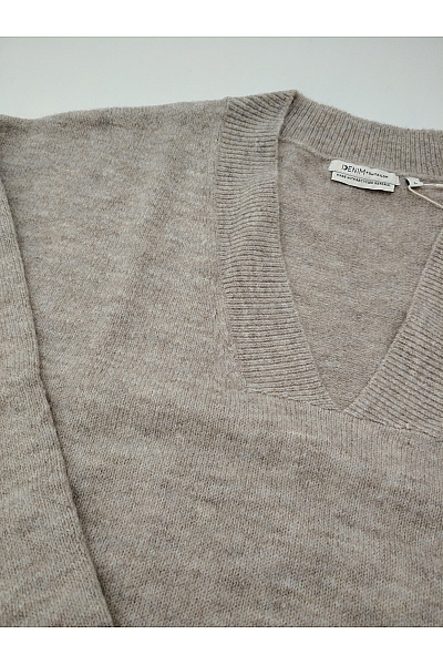 TOM TAILOR Béžový vlněný pulovr z jačí vlny s výstřihem do V oversized Velikost L | TOM TAILOR | obrázek 4