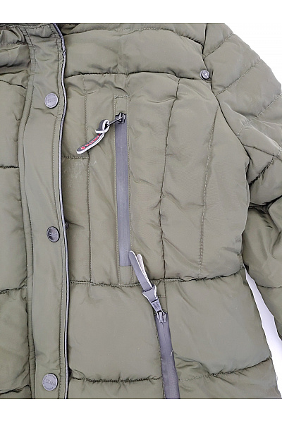 MARIKOO Dámská prošívaná zimní parka s kapucí a kožešinou khaki Velikost XXL | MARIKOO | obrázek 4