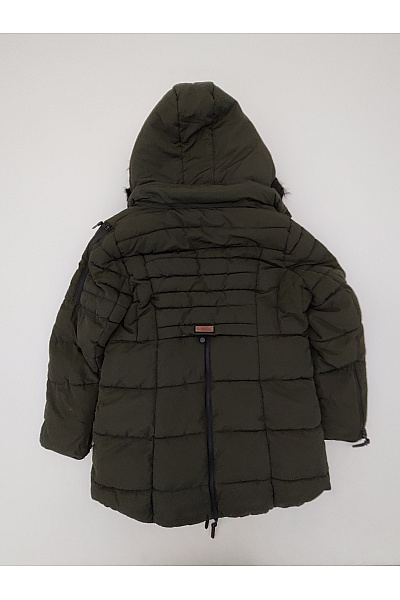 MARIKOO Dámská prošívaná zimní parka s kapucí a kožešinou khaki Velikost XXL | MARIKOO | obrázek 10