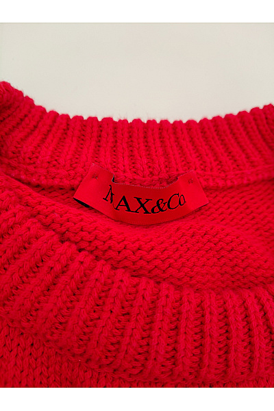 MAX&CO. Červený pletený bavlněný pulovr s knoflíky Vel. US S | MAX&CO. | obrázek 6