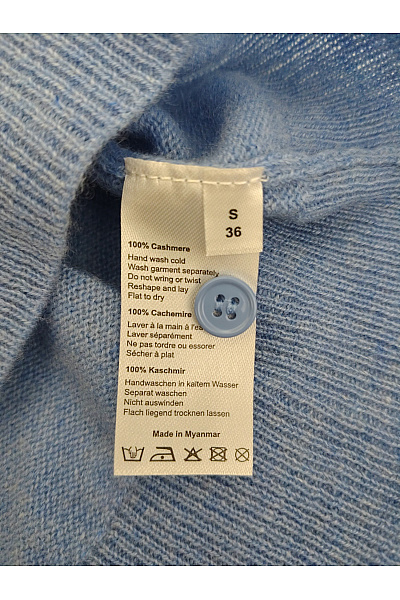 PERFECT CASHMERE Dámský modrý kašmírový pulovr basic Velikost S | PERFECT CASHMERE | obrázek 4