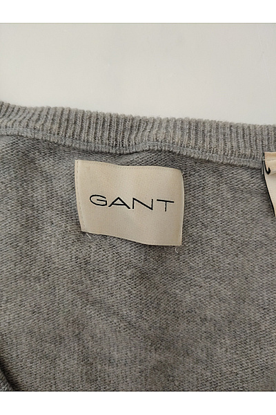 GANT Šedý vlněný pulovr s výstřihem do V basic Vel. S | GANT | obrázek 5