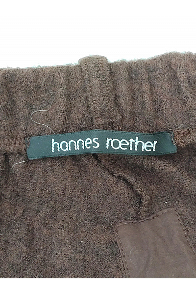 Hannes Roether Hnědé široké úpletové kalhoty s kapsami Vel. L | Hannes Roether | obrázek 4