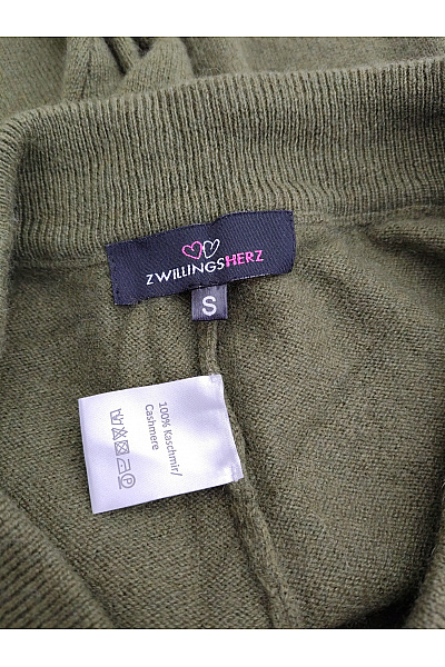 Zwillingsherz Dámské khaki kašmírové široké kalhoty s kapsami Vel. S | Zwillingsherz | obrázek 4