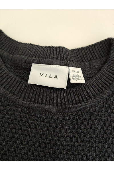 VILA Černý bavlněný pletený pulovr s dlouhým rukávem basic Vel. EU XS | VILA | obrázek 4