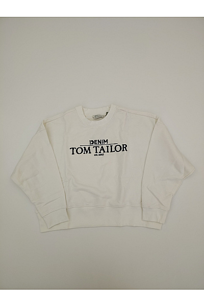 TOM TAILOR Béžová bavlněná oversized mikina s potiskem a výšivkou Velikost S | TOM TAILOR | obrázek 2