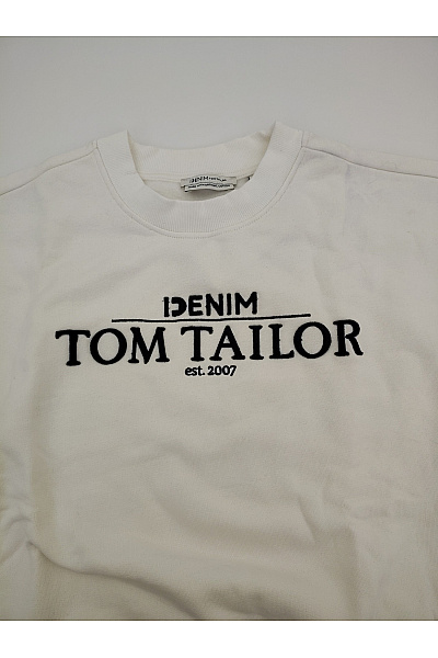 TOM TAILOR Béžová bavlněná oversized mikina s potiskem a výšivkou Velikost S | TOM TAILOR | obrázek 7