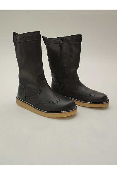 pom Dětské černé kozačky s brogue zdobením na zip Velikost 36 | pom pom | obrázek 2