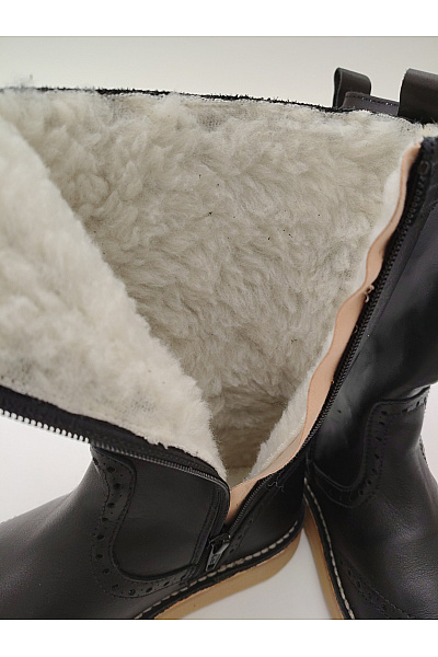 pom Dětské černé kozačky s brogue zdobením na zip Velikost 36 | pom pom | obrázek 7