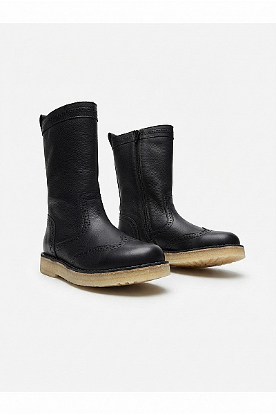 Pom Dětské černé Kozačky S Brogue Zdobením Na Zip Velikost 36