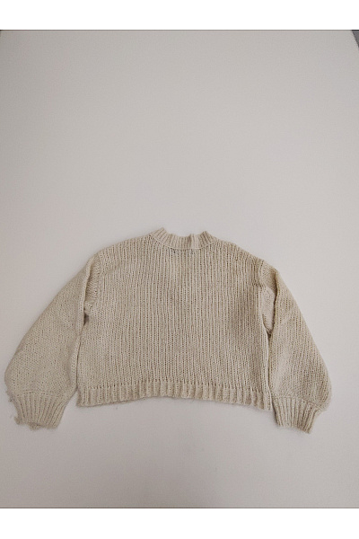 VERO MODA Béžový crop pulovr do véčka s balonovými rukávy Vel. EU L | VERO MODA | obrázek 8