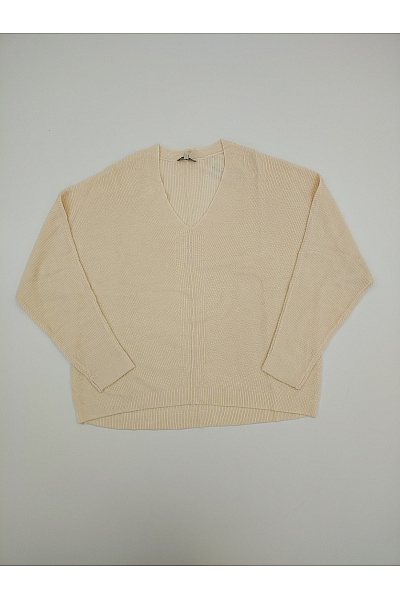 TOM TAILOR Béžový oversized pletený pulovr s výstřihem do V Vel. S | TOM TAILOR | obrázek 2