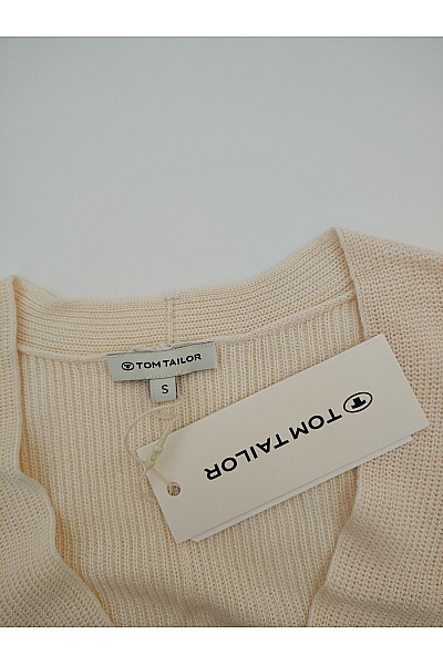 TOM TAILOR Béžový oversized pletený pulovr s výstřihem do V Vel. S | TOM TAILOR | obrázek 5