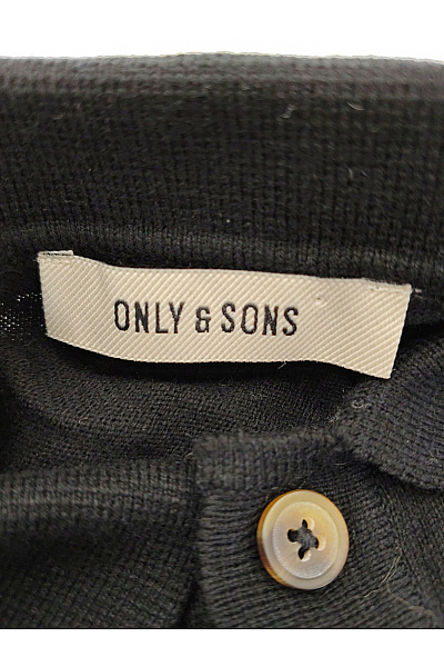 ONLY & SONS Pánský černý bavlněný pulovr s límečkem a knoflíky Velikost M | ONLY & SONS | obrázek 7