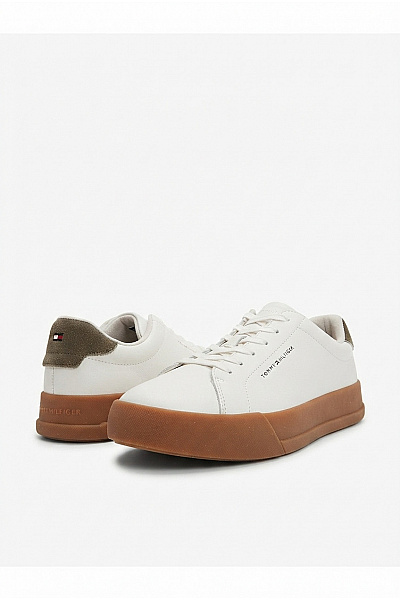 TOMMY HILFIGER Pánské Tenisky TH Court Lth Detail Ess Bílé Velikost EU 44