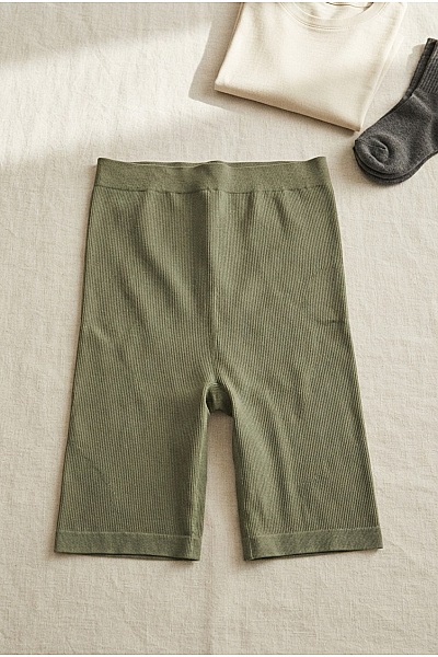 Mama Licious Dámské Khaki Bezešvé Cyklistické Kraťasy S Vysokým Pasem Vel. L/XL