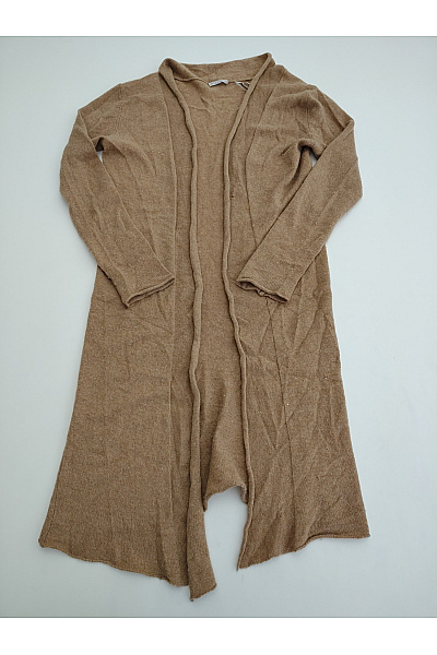 MAX TONSO CASHMERE Dámský Kašmírový Kardigan Dlouhý Hnědý Pletený Velikost S