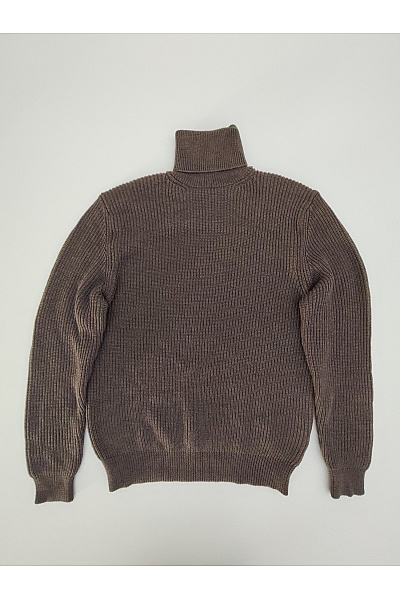 Woolrich Hnědý Vlněný žebrovaný Rolák Vel. XL