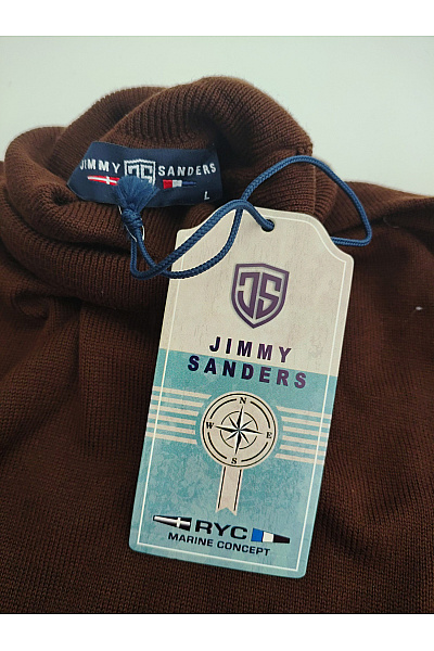 JIMMY SANDERS Pánský hnědý bavlněný rolák basic Velikost L | JIMMY SANDERS | obrázek 4