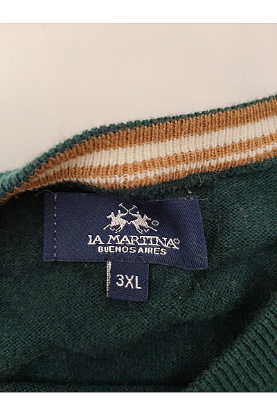 La Martina Zelený pánský pletený pulovr basic Velikost 3XL | La Martina | obrázek 4