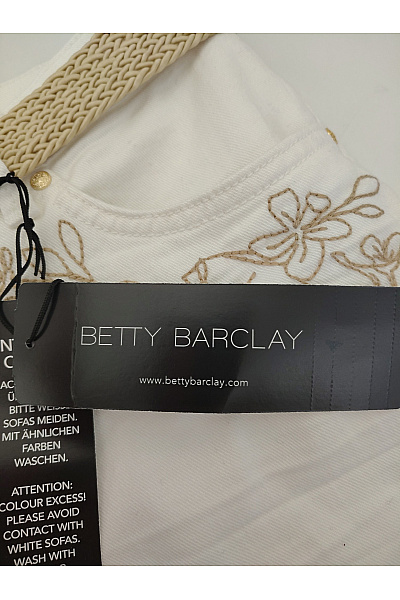 BETTY BARCLAY Bílé bavlněné kalhoty s páskem a květovaným vzorem Velikost EU 44 | BETTY BARCLAY | obrázek 7