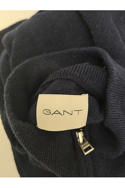 GANT Pánský vlněný svetr na zip se stojáčkem modrý Velikost XL | GANT | obrázek 8