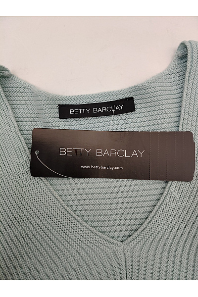 BETTY BARCLAY Dámský zelený pletený žebrovaný pulovr s výstřihem do V a spadlými rameny Velikost DE 36 | BETTY BARCLAY | obrázek 4