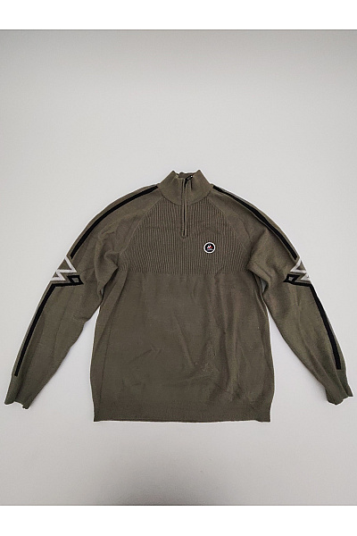Peak mountain Pánský khaki pletený pulovr se stojáčkem na zip sportovní Vel. 2XL | peak mountain | obrázek 2
