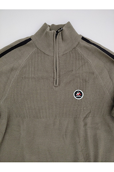 Peak mountain Pánský khaki pletený pulovr se stojáčkem na zip sportovní Vel. 2XL | peak mountain | obrázek 4