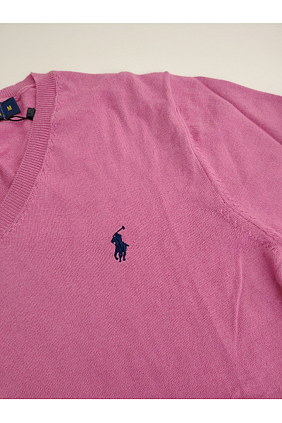 Ralph Lauren Růžový bavlněný dámský pulovr s výstřihem do V Velikost M | Ralph Lauren | obrázek 4