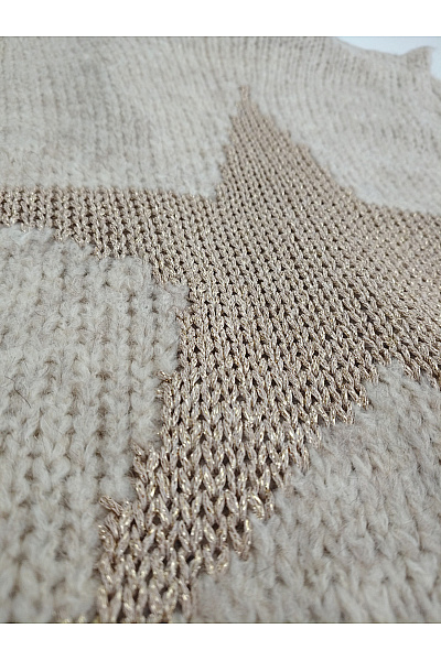 Béžová pletená dlouhá vesta s kapucí Vel. M | Unimoda | obrázek 6