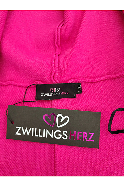 Zwillingsherz Dámský pletený kabát s kapucí růžový dlouhý Velikost L/XL | Zwillingsherz | obrázek 7