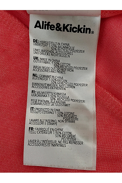 Alife and kickin Dámská růžová mikina s kapucí na zip prodloužená sportovní Vel. XL | alife and kickin | obrázek 8