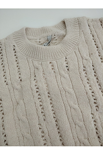 Pepe Jeans Béžový oversized pletený pulovr s copánkovým vzorem Vel. M | Pepe Jeans | obrázek 3