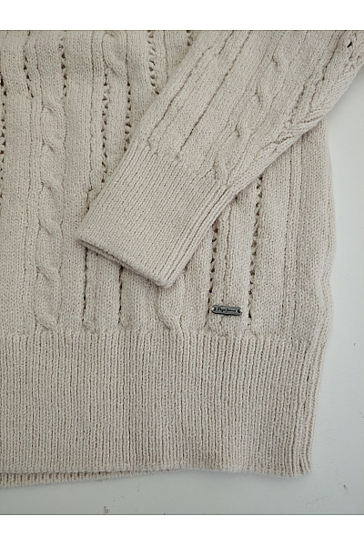 Pepe Jeans Béžový oversized pletený pulovr s copánkovým vzorem Vel. M | Pepe Jeans | obrázek 4