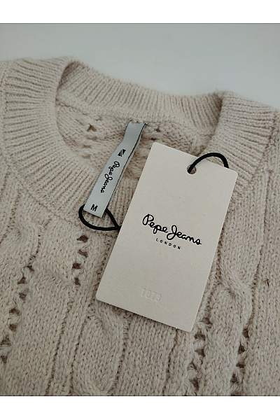 Pepe Jeans Béžový oversized pletený pulovr s copánkovým vzorem Vel. M | Pepe Jeans | obrázek 6