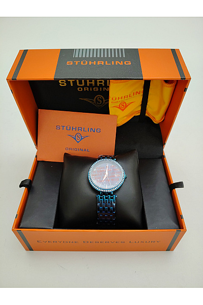 Stuhrling Dámské luxusní hodinky s kamínky modré | stuhrling | obrázek 2