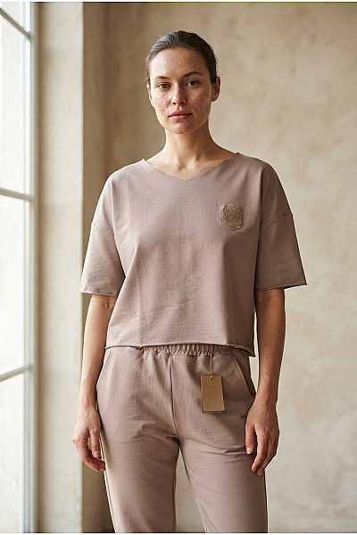 Makadamia Béžový Bavlněný Domácí Komplet Oversized Střihu Vel. EU 36/38