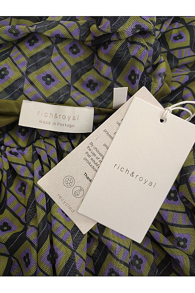 RICH&ROYAL Khaki midi šaty s dlouhým rukávem geometrický vzor Vel. EU XS | RICH&ROYAL | obrázek 6