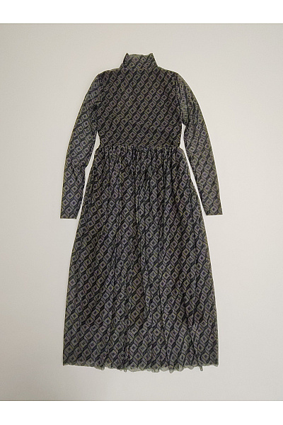 RICH&ROYAL Khaki midi šaty s dlouhým rukávem geometrický vzor Vel. EU XS | RICH&ROYAL | obrázek 8