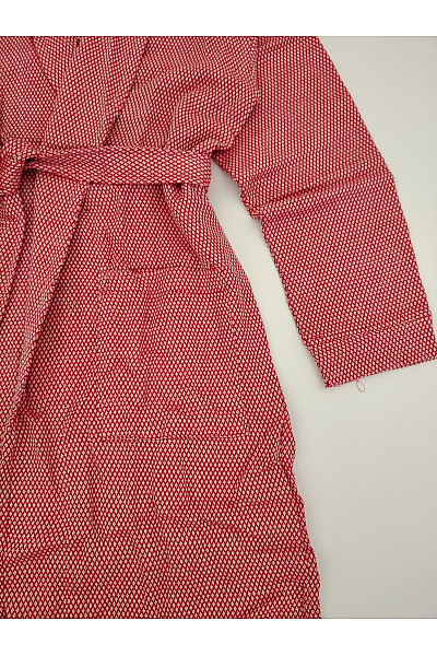 Dámský červený bavlněný župan s vaflovou texturou Vel. S/M | Unimoda | obrázek 5