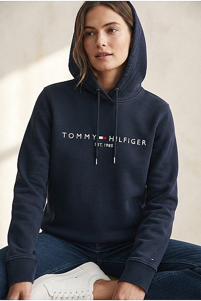 TOMMY HILFIGER Dámská Bavlněná Mikina S Kapucí Přes Hlavu Velikost M