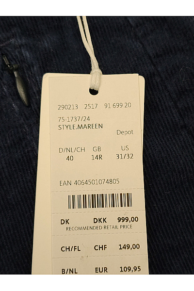 BRAX Modré bavlněné manšestrové kalhoty s puky Vel. 40 | BRAX | obrázek 5