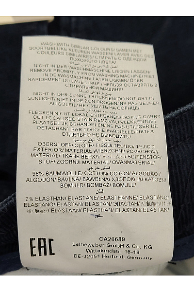 BRAX Modré bavlněné manšestrové kalhoty s puky Vel. 40 | BRAX | obrázek 7