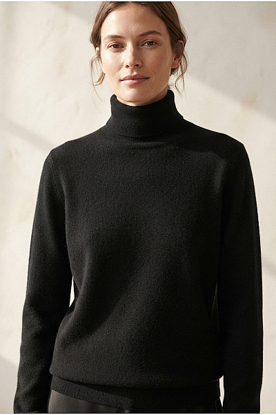 REPEAT Cashmere Dámský černý Kašmírový Rolák Basic Elegantní Vel. XL