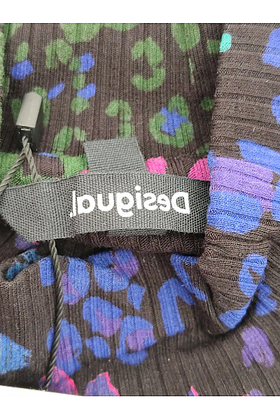 DESIGUAL Barevné maxi šaty s dlouhým rukávem květované se zvířecím vzorem a rozparkem Velikost XS | DESIGUAL | obrázek 5