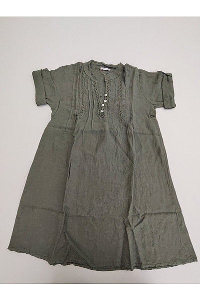 Khaki lněné košilové šaty volné letní Vel. XL/XXL | Unimoda | obrázek 2
