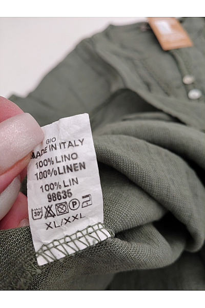 Khaki lněné košilové šaty volné letní Vel. XL/XXL | Unimoda | obrázek 8